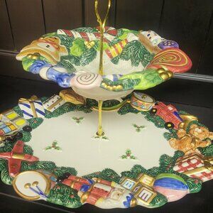Tiered Fitz and Floyd Christmas Plates